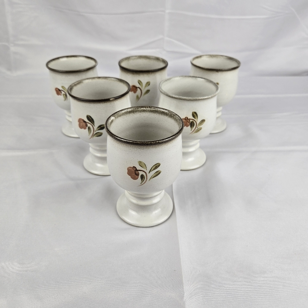 Vintage Denby Langley Serenade Stoneware Goblet Set of 6 Vtg Goblets - Picture 6 of 12